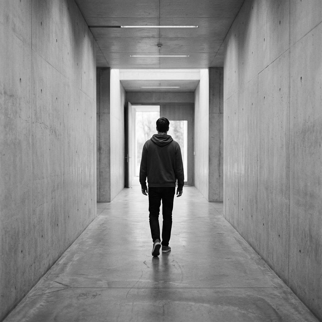 Crew — lone figure in hoodie